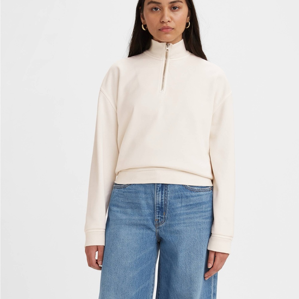 Levi's Cream Quarter-Zip Pullover Size Small